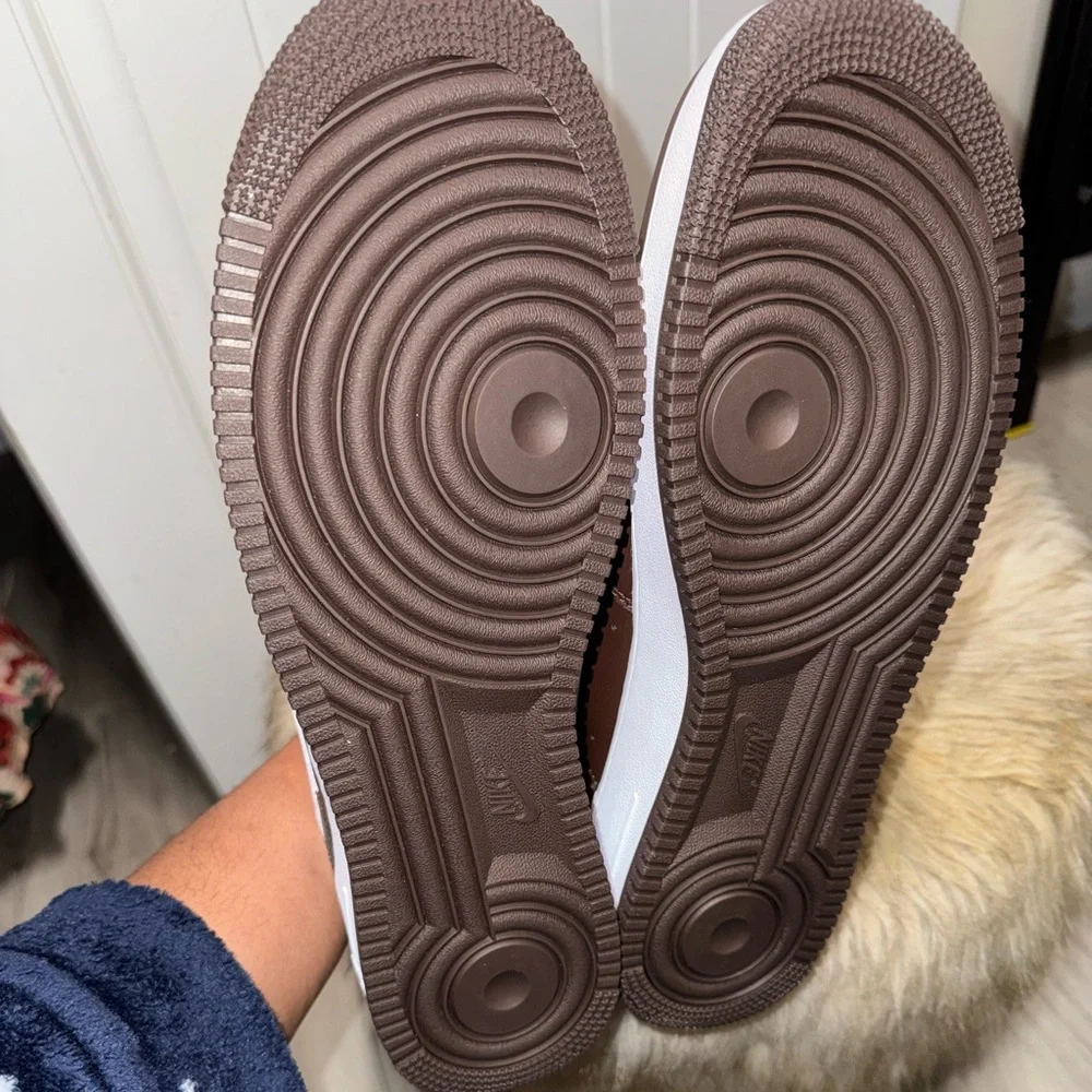Nike Chocolate Brown and White Retro Air Force 1 Sneakers - Picture 5 of 8